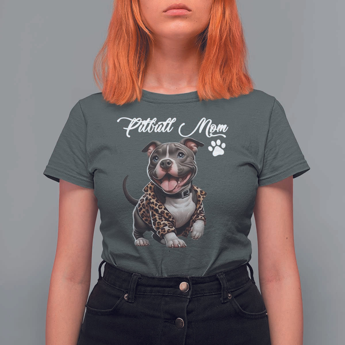 Pitbull Mom T Shirt For Women Cute Pitbull Puppy Dog Lovers - Wonder Print Shop