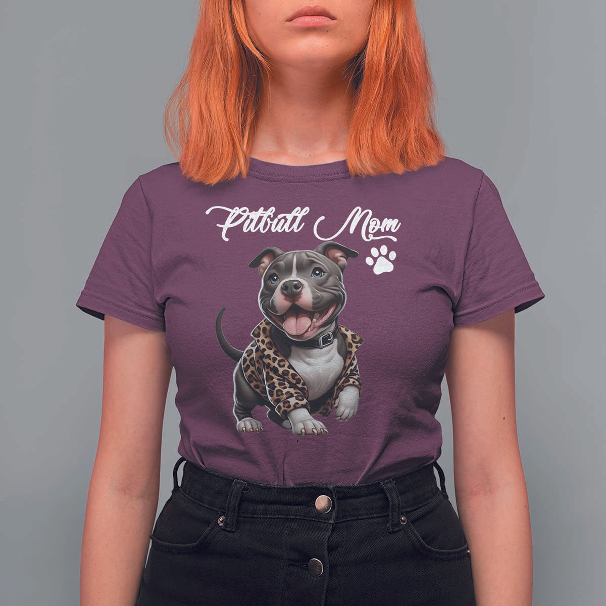 Pitbull Mom T Shirt For Women Cute Pitbull Puppy Dog Lovers - Wonder Print Shop