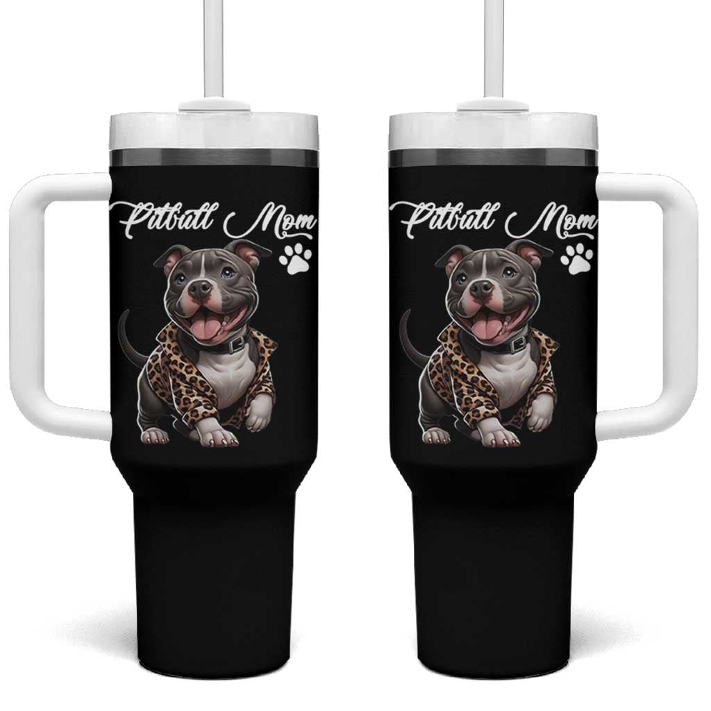 Pitbull Mom Tumbler With Handle Cute Pitbull Puppy Dog Lovers