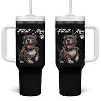 Pitbull Mom Tumbler With Handle Cute Pitbull Puppy Dog Lovers