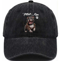 Pitbull Mom Washed Cotton Baseball Cap Cute Pitbull Puppy Dog Lovers