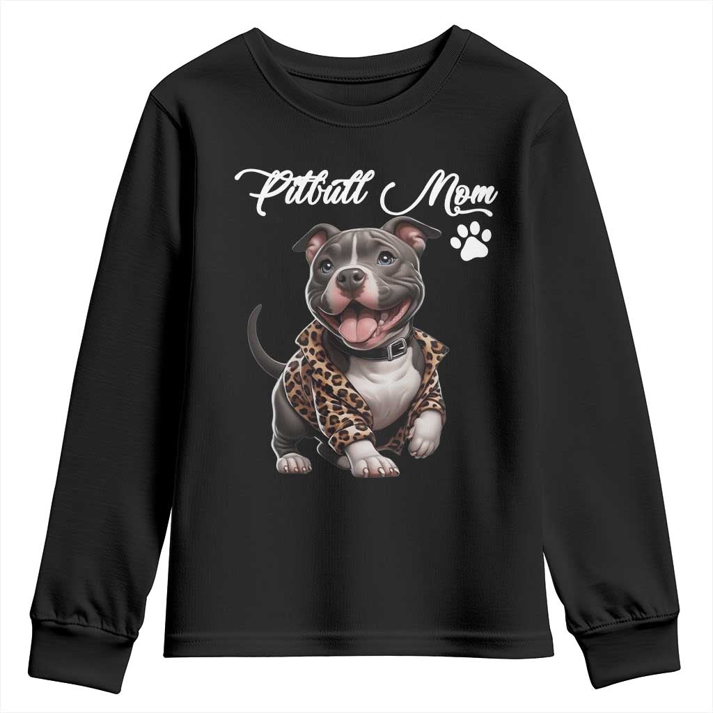 Pitbull Mom Youth Sweatshirt Cute Pitbull Puppy Dog Lovers - Wonder Print Shop