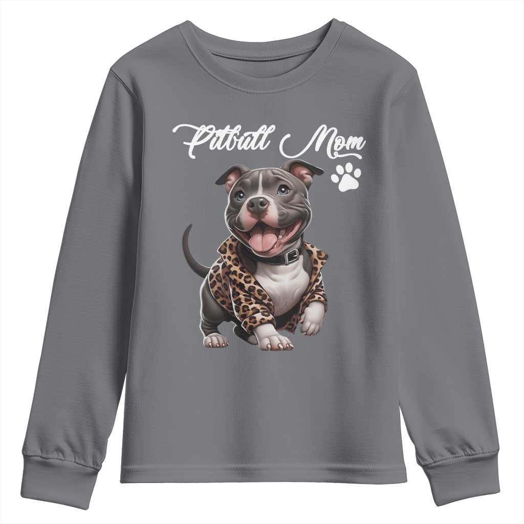 Pitbull Mom Youth Sweatshirt Cute Pitbull Puppy Dog Lovers - Wonder Print Shop
