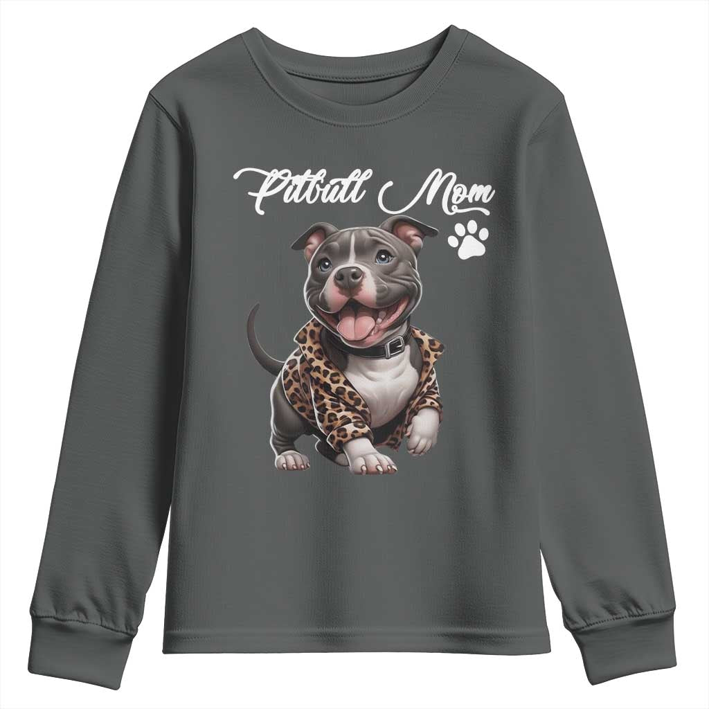 Pitbull Mom Youth Sweatshirt Cute Pitbull Puppy Dog Lovers - Wonder Print Shop