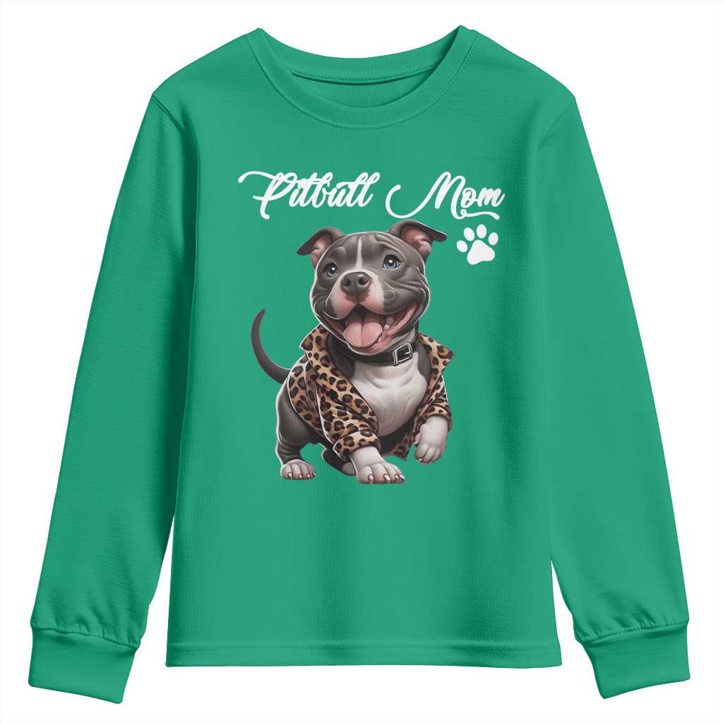 Pitbull Mom Youth Sweatshirt Cute Pitbull Puppy Dog Lovers - Wonder Print Shop