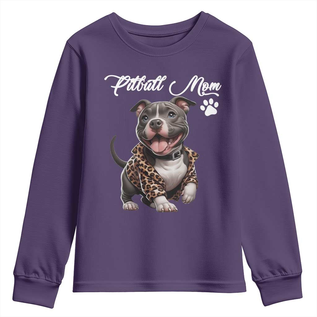 Pitbull Mom Youth Sweatshirt Cute Pitbull Puppy Dog Lovers - Wonder Print Shop