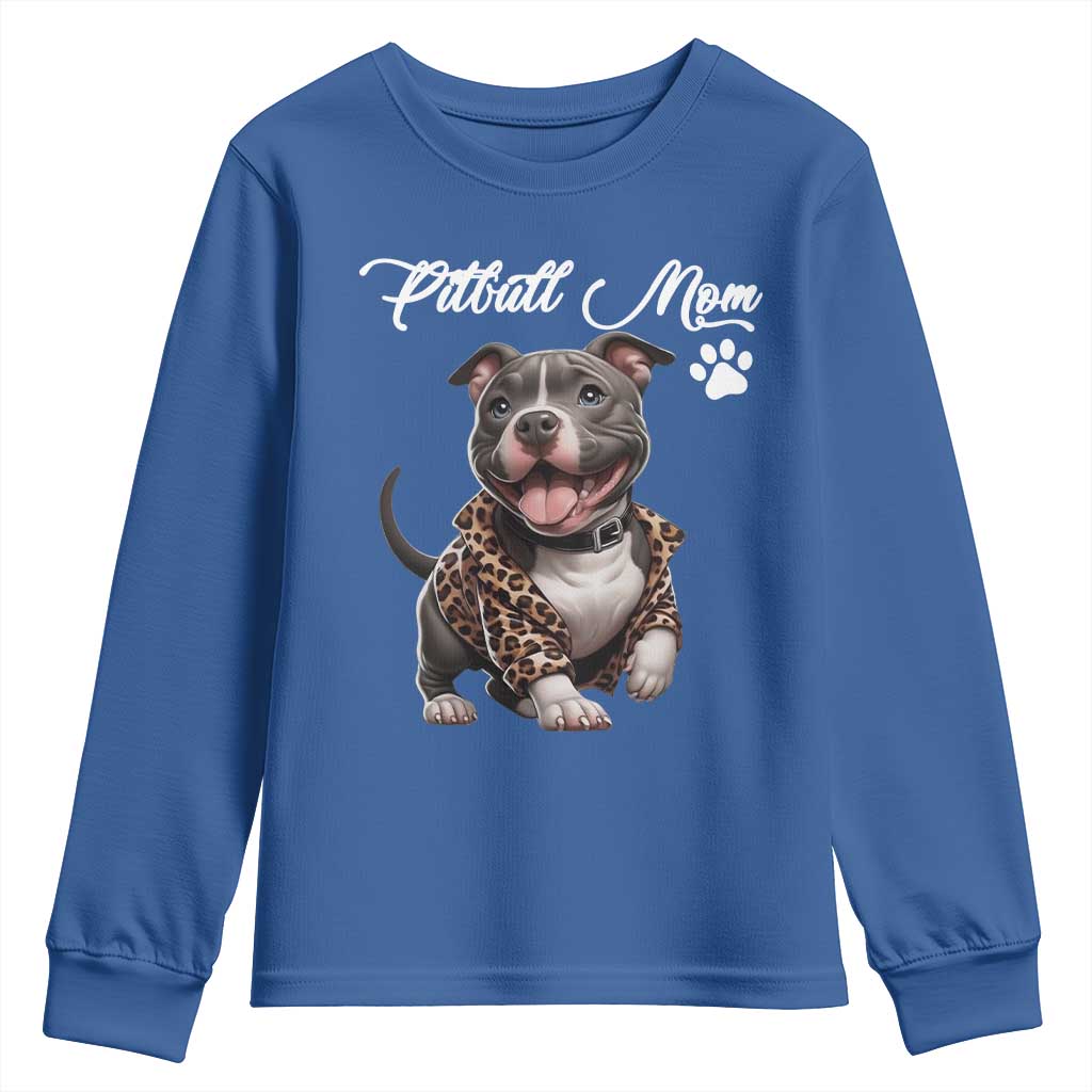 Pitbull Mom Youth Sweatshirt Cute Pitbull Puppy Dog Lovers - Wonder Print Shop