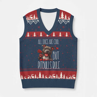 Pitbull Lover V-Neck Knit Sweater Vest All Dogs Are Cool But Pitbulls Rule - Wonder Print Shop