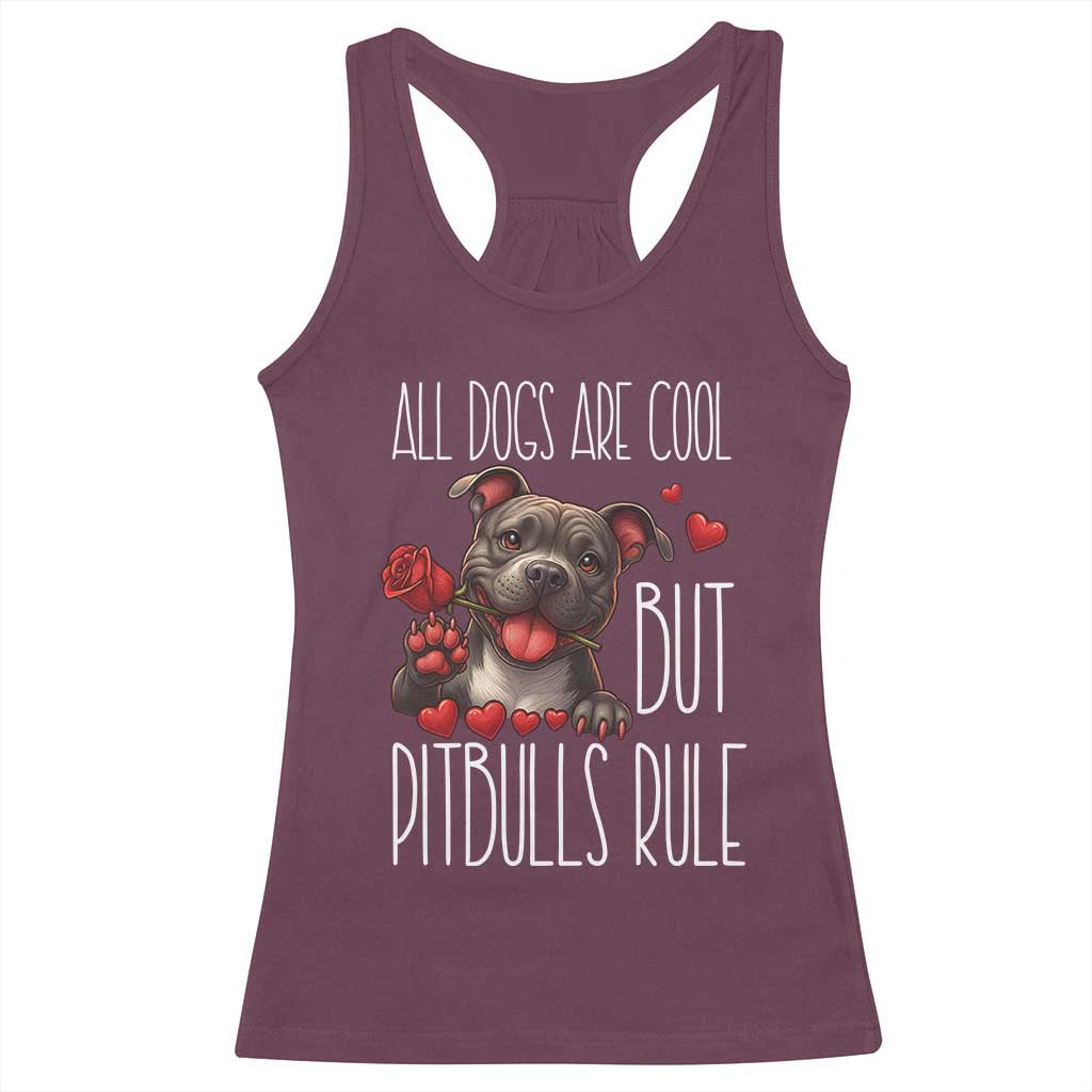 Pitbull Lover Racerback Tank Top All Dogs Are Cool But Pitbulls Rule - Wonder Print Shop