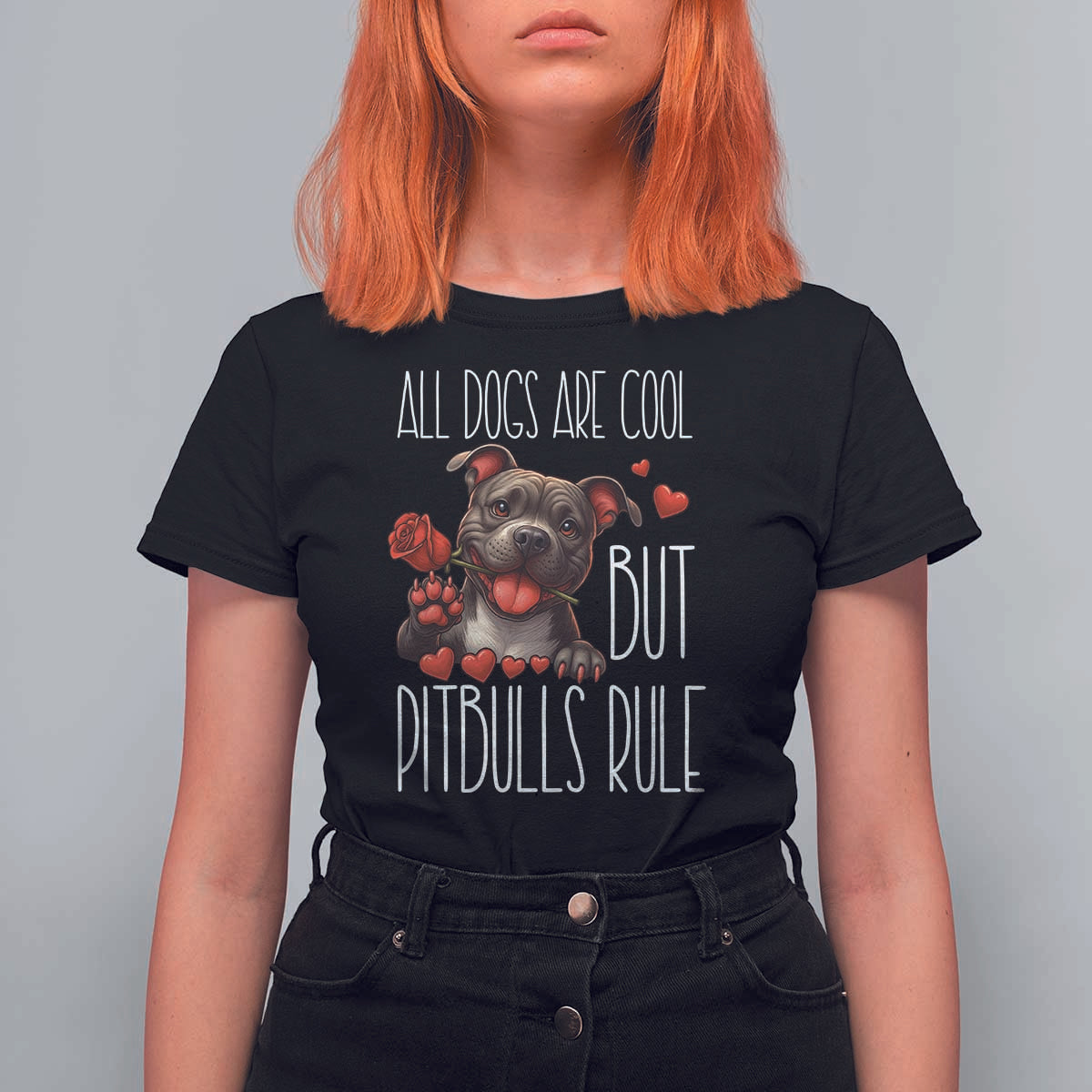 Pitbull Lover T Shirt For Women All Dogs Are Cool But Pitbulls Rule - Wonder Print Shop