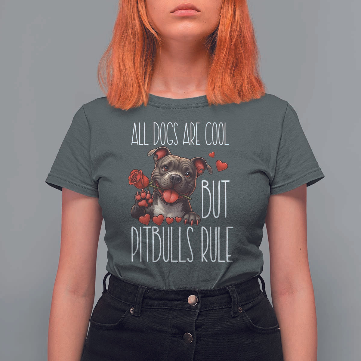 Pitbull Lover T Shirt For Women All Dogs Are Cool But Pitbulls Rule - Wonder Print Shop