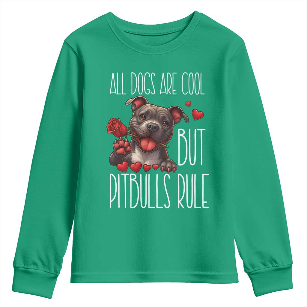 Pitbull Lover Youth Sweatshirt All Dogs Are Cool But Pitbulls Rule - Wonder Print Shop