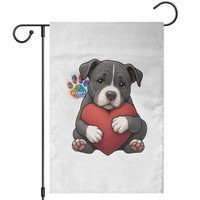 Pitbull Mom Garden Flag Cute Puppy Hugging Heart Love Dog - Wonder Print Shop