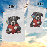 Pitbull Mom Garden Flag Cute Puppy Hugging Heart Love Dog - Wonder Print Shop