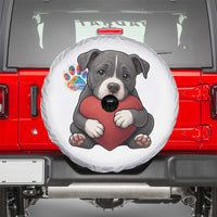 Pitbull Mom Spare Tire Cover Cute Puppy Hugging Heart Love Dog - Wonder Print Shop