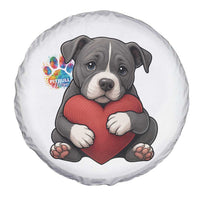 Pitbull Mom Spare Tire Cover Cute Puppy Hugging Heart Love Dog - Wonder Print Shop
