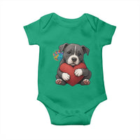 Pitbull Mom Baby Onesie Cute Puppy Hugging Heart Love Dog - Wonder Print Shop