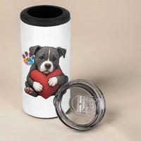 Pitbull Mom 4 in 1 Can Cooler Tumbler Cute Puppy Hugging Heart Love Dog