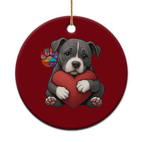 Pitbull Mom Ceramic Ornament Cute Puppy Hugging Heart Love Dog - Wonder Print Shop