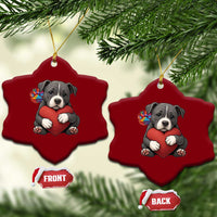 Pitbull Mom Ceramic Ornament Cute Puppy Hugging Heart Love Dog - Wonder Print Shop