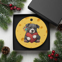 Pitbull Mom Ceramic Ornament Cute Puppy Hugging Heart Love Dog - Wonder Print Shop