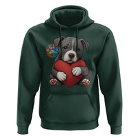 Pitbull Mom Hoodie Cute Puppy Hugging Heart Love Dog - Wonder Print Shop