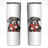 Pitbull Mom Skinny Tumbler Cute Puppy Hugging Heart Love Dog