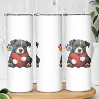 Pitbull Mom Skinny Tumbler Cute Puppy Hugging Heart Love Dog