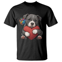 Pitbull Mom T Shirt Cute Puppy Hugging Heart Love Dog - Wonder Print Shop
