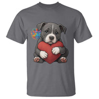 Pitbull Mom T Shirt Cute Puppy Hugging Heart Love Dog - Wonder Print Shop