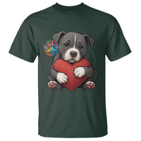 Pitbull Mom T Shirt Cute Puppy Hugging Heart Love Dog - Wonder Print Shop