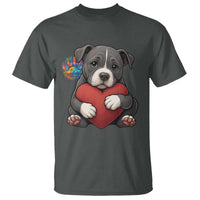 Pitbull Mom T Shirt Cute Puppy Hugging Heart Love Dog - Wonder Print Shop