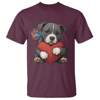 Pitbull Mom T Shirt Cute Puppy Hugging Heart Love Dog - Wonder Print Shop