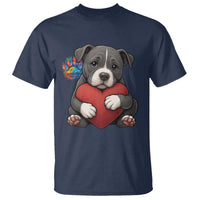 Pitbull Mom T Shirt Cute Puppy Hugging Heart Love Dog - Wonder Print Shop