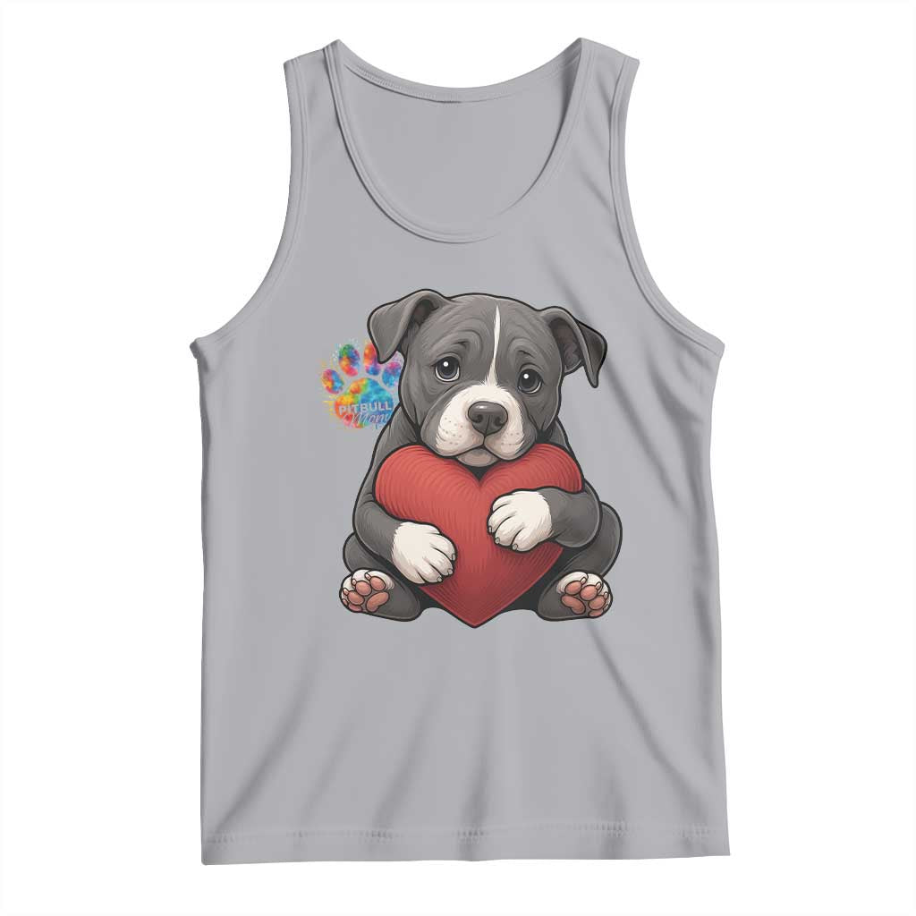 Pitbull Mom Tank Top Cute Puppy Hugging Heart Love Dog - Wonder Print Shop