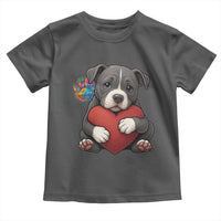 Pitbull Mom Toddler T Shirt Cute Puppy Hugging Heart Love Dog - Wonder Print Shop