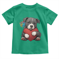 Pitbull Mom Toddler T Shirt Cute Puppy Hugging Heart Love Dog - Wonder Print Shop