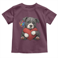 Pitbull Mom Toddler T Shirt Cute Puppy Hugging Heart Love Dog - Wonder Print Shop