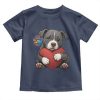 Pitbull Mom Toddler T Shirt Cute Puppy Hugging Heart Love Dog - Wonder Print Shop