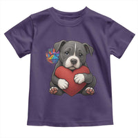 Pitbull Mom Toddler T Shirt Cute Puppy Hugging Heart Love Dog - Wonder Print Shop