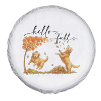 Funny Hello Fall Thanksgiving Golden Retriever Spare Tire Cover - Wonder Print Shop