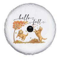Funny Hello Fall Thanksgiving Golden Retriever Spare Tire Cover - Wonder Print Shop