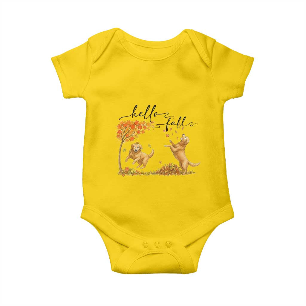 Funny Hello Fall Thanksgiving Golden Retriever Baby Onesie - Wonder Print Shop