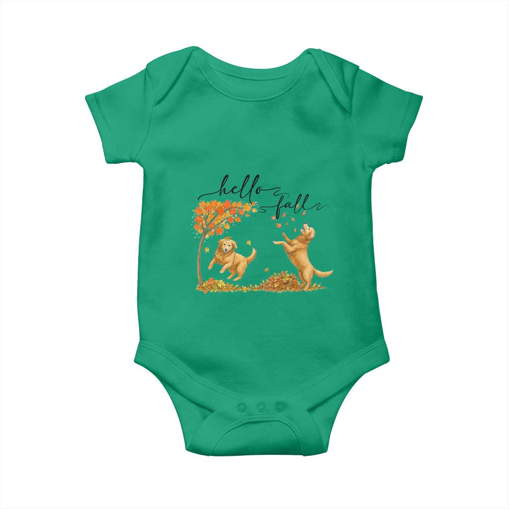 Funny Hello Fall Thanksgiving Golden Retriever Baby Onesie - Wonder Print Shop