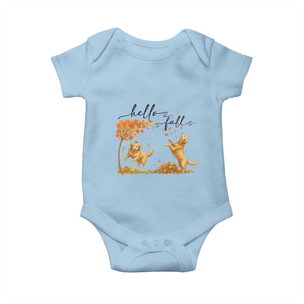 Funny Hello Fall Thanksgiving Golden Retriever Baby Onesie - Wonder Print Shop