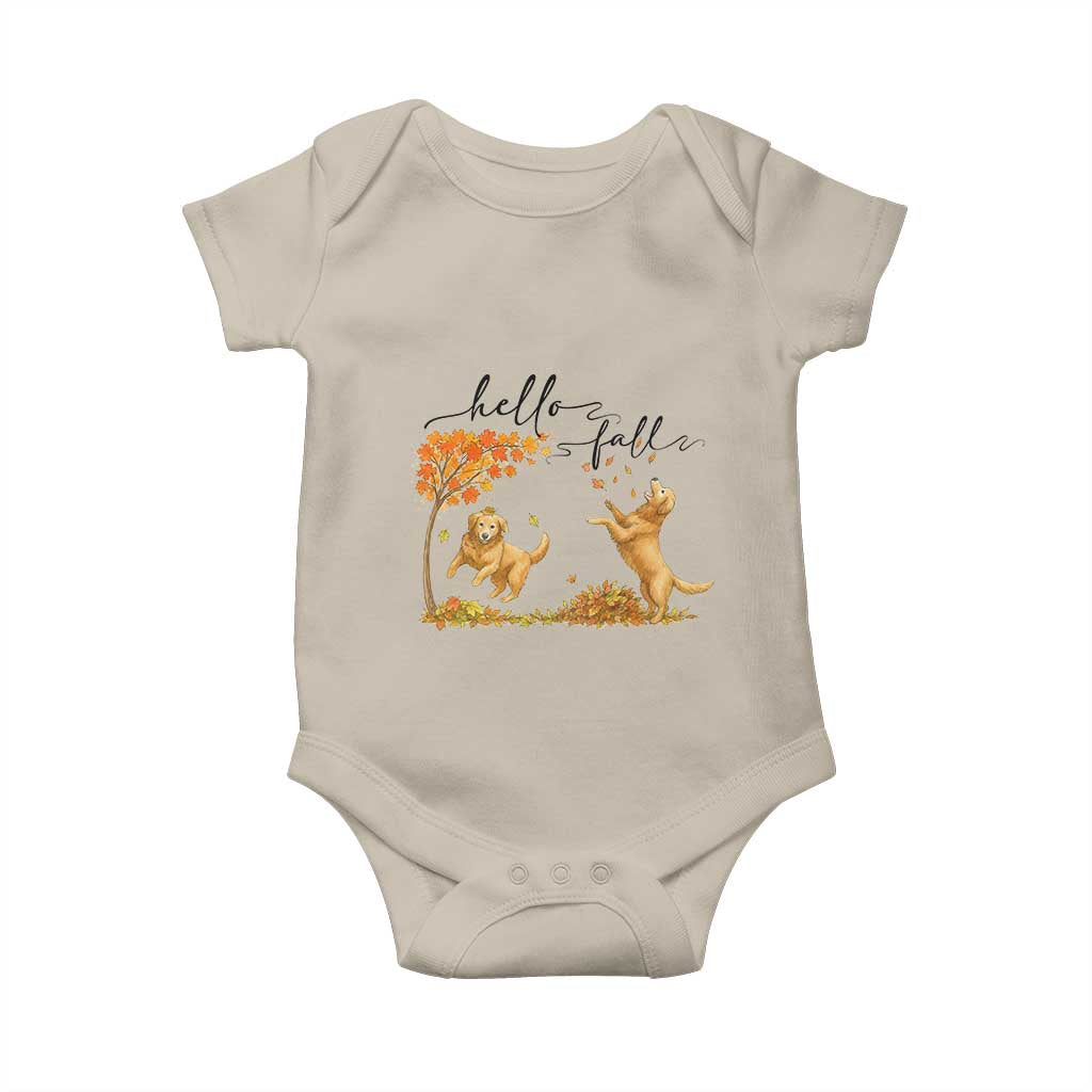 Funny Hello Fall Thanksgiving Golden Retriever Baby Onesie - Wonder Print Shop