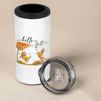 Funny Hello Fall Thanksgiving Golden Retriever 4 in 1 Can Cooler Tumbler