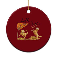 Funny Hello Fall Thanksgiving Golden Retriever Ceramic Ornament - Wonder Print Shop