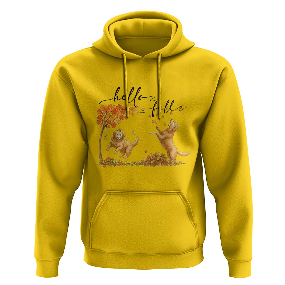 Funny Hello Fall Thanksgiving Golden Retriever Hoodie - Wonder Print Shop