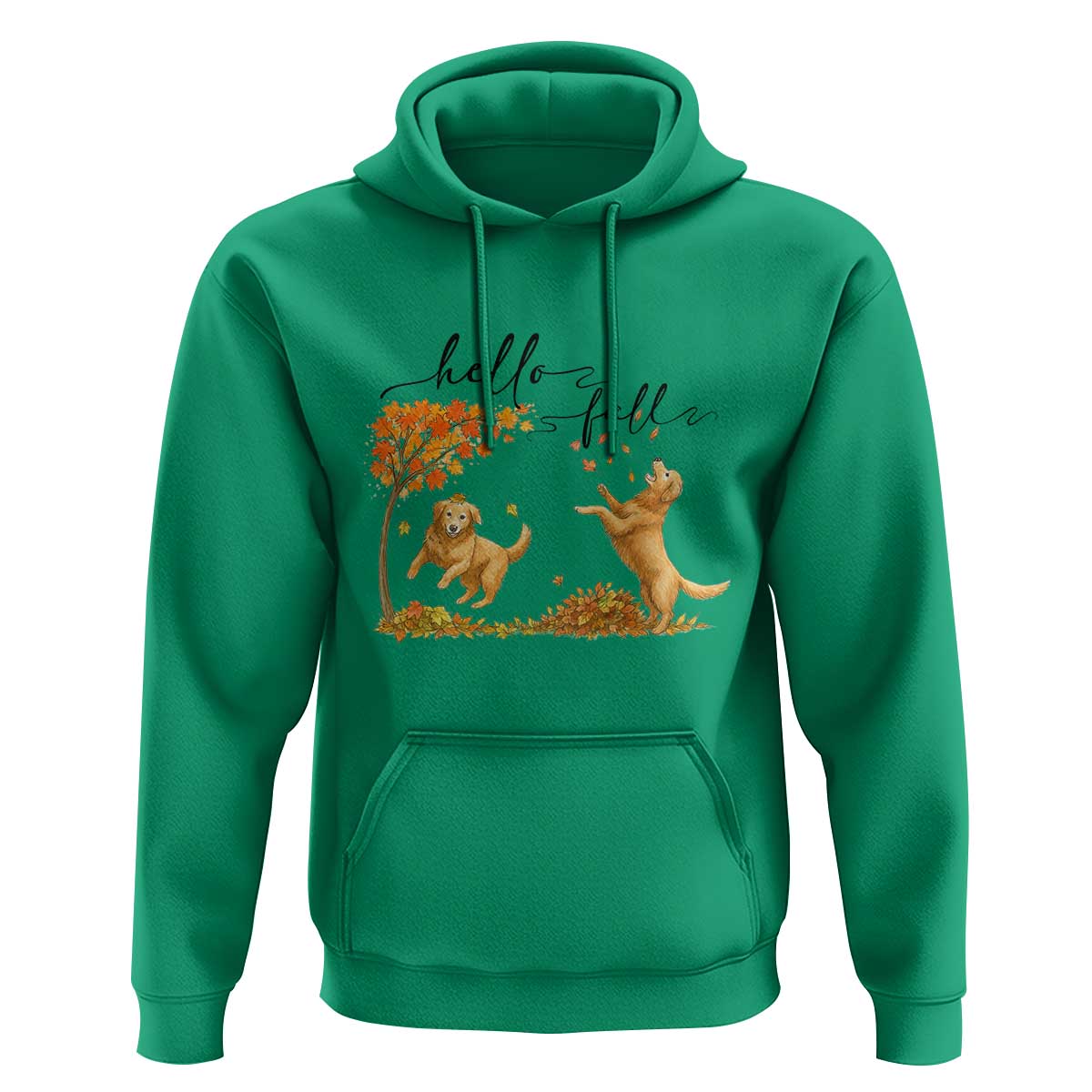 Funny Hello Fall Thanksgiving Golden Retriever Hoodie - Wonder Print Shop